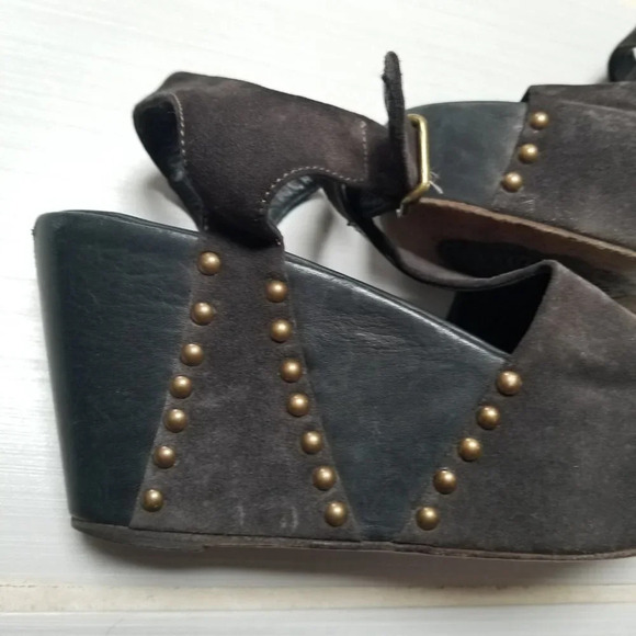 FIORENTINI & Baker Platform Wedge Dany Sandals Brown Black 38.5 - Picture 5 of 16